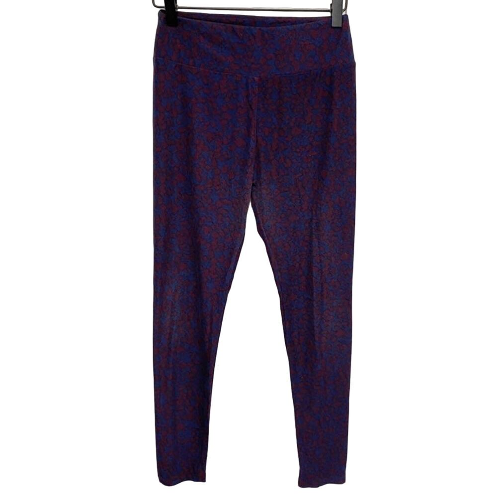 Lularoe Blue & Maroon Leggings One Size